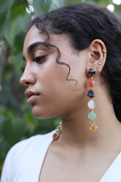 Handcrafted Multi Gemstone Raw Crystal Earrings