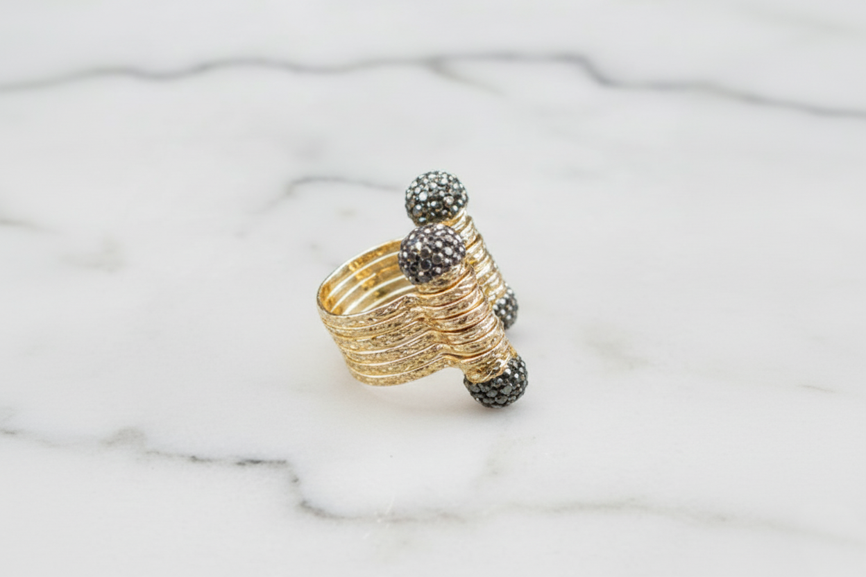 Textured Gold Cuff Ring