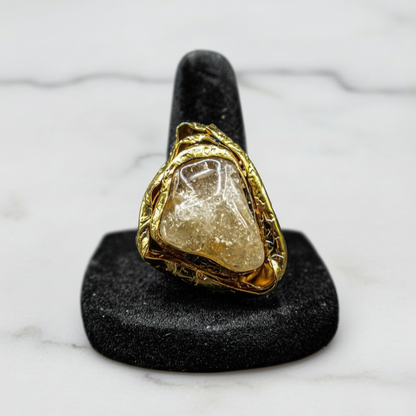 Raw Citrine Gemstone Ring