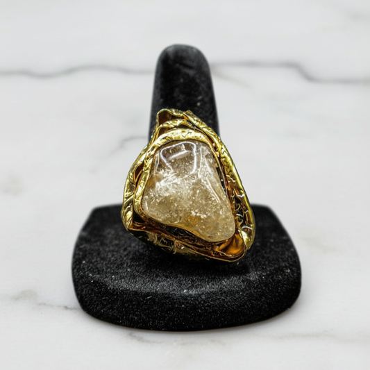 Raw Citrine Gemstone Ring