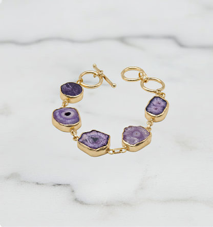 Purple Solar Quartz Link Bracelet
