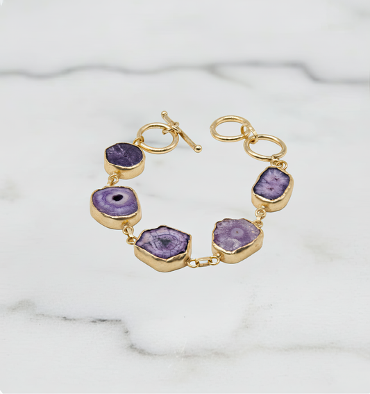 Purple Solar Quartz Link Bracelet