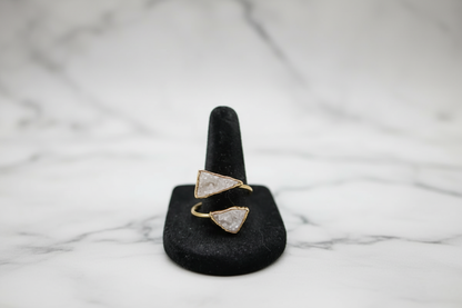 White Sparkle Twin Druzy Ring