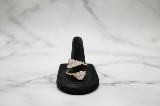 White Sparkle Twin Druzy Ring