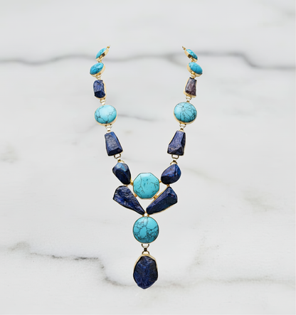 Lapis Lazuli & Turquoise Dangle Necklace