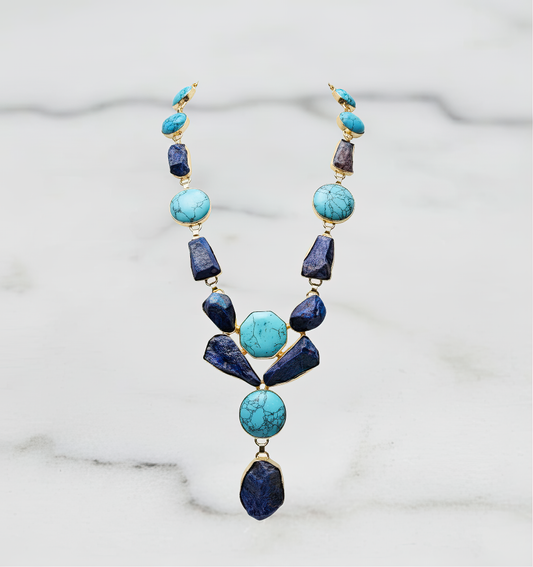 Lapis Lazuli & Turquoise Dangle Necklace