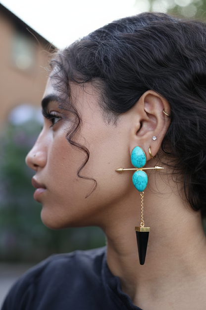 Bohemian Turquoise Lapis Lazuli Arrow Earrings