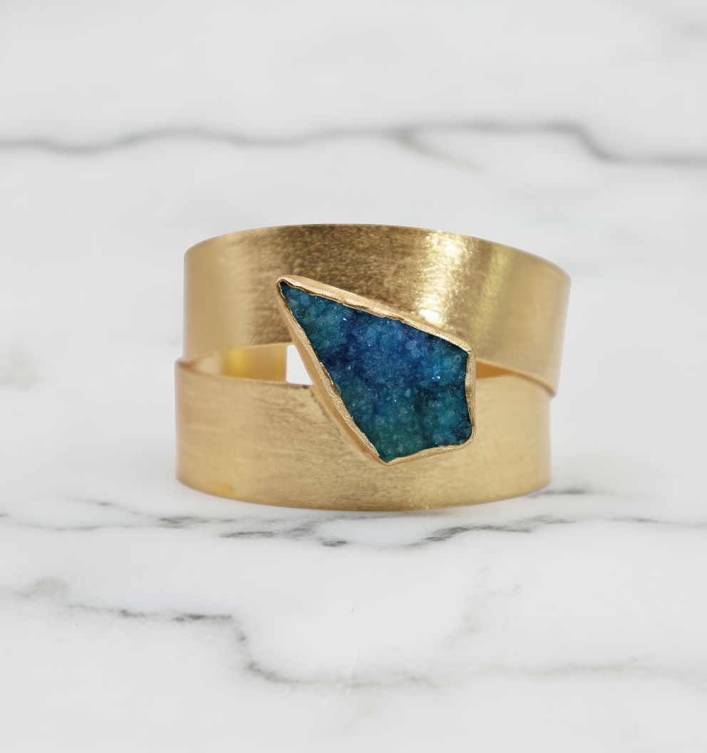 Blue Sugar Druzy Cuff Bracelet
