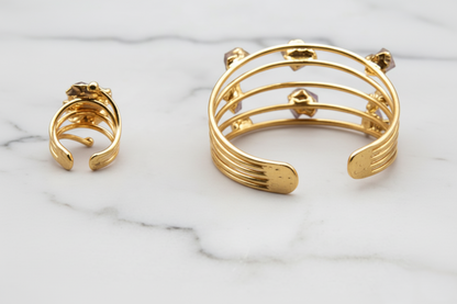 Handmade Raw Amethyst Bracelet and Amethyst Ring