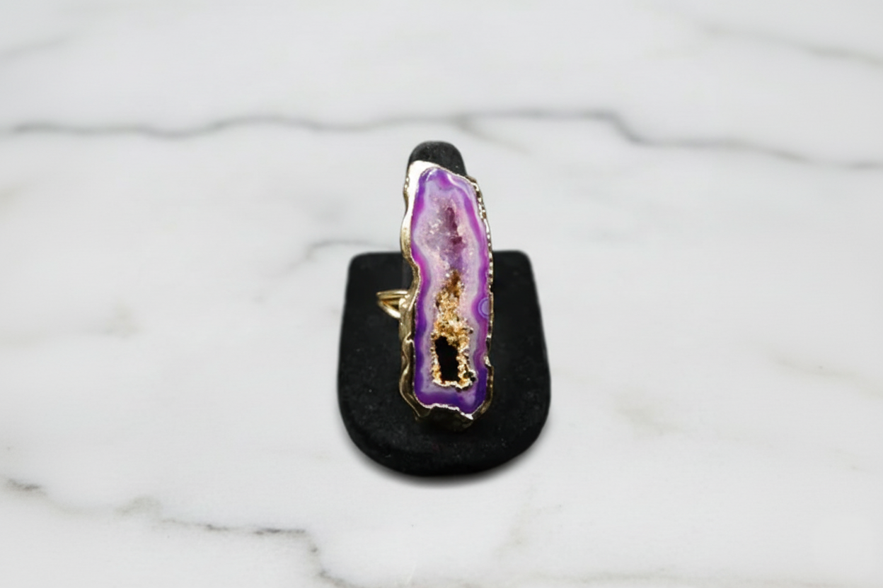 Mystic Purple Agate Geode Ring