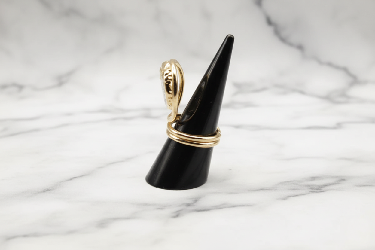 Gold Wrapped Solar Agate Ring