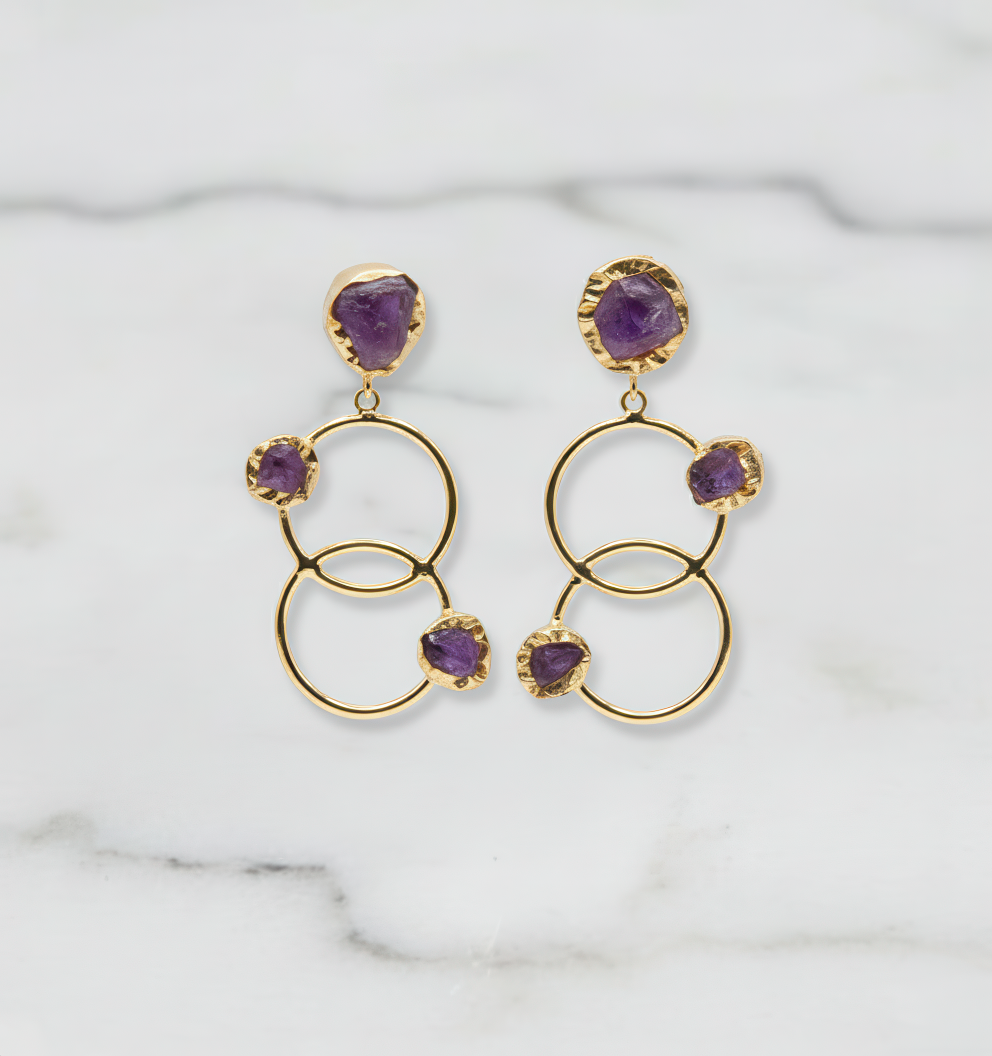 Violet Gemstone Link Earrings