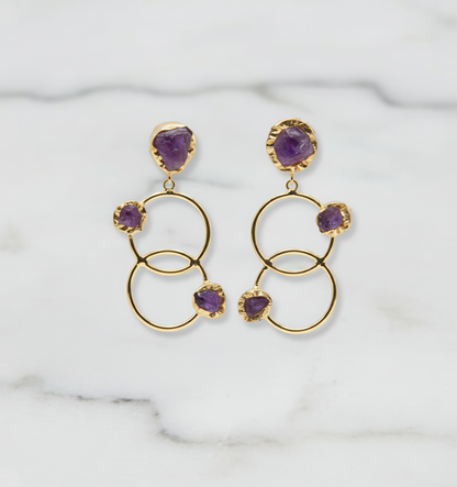 Violet Gemstone Link Earrings