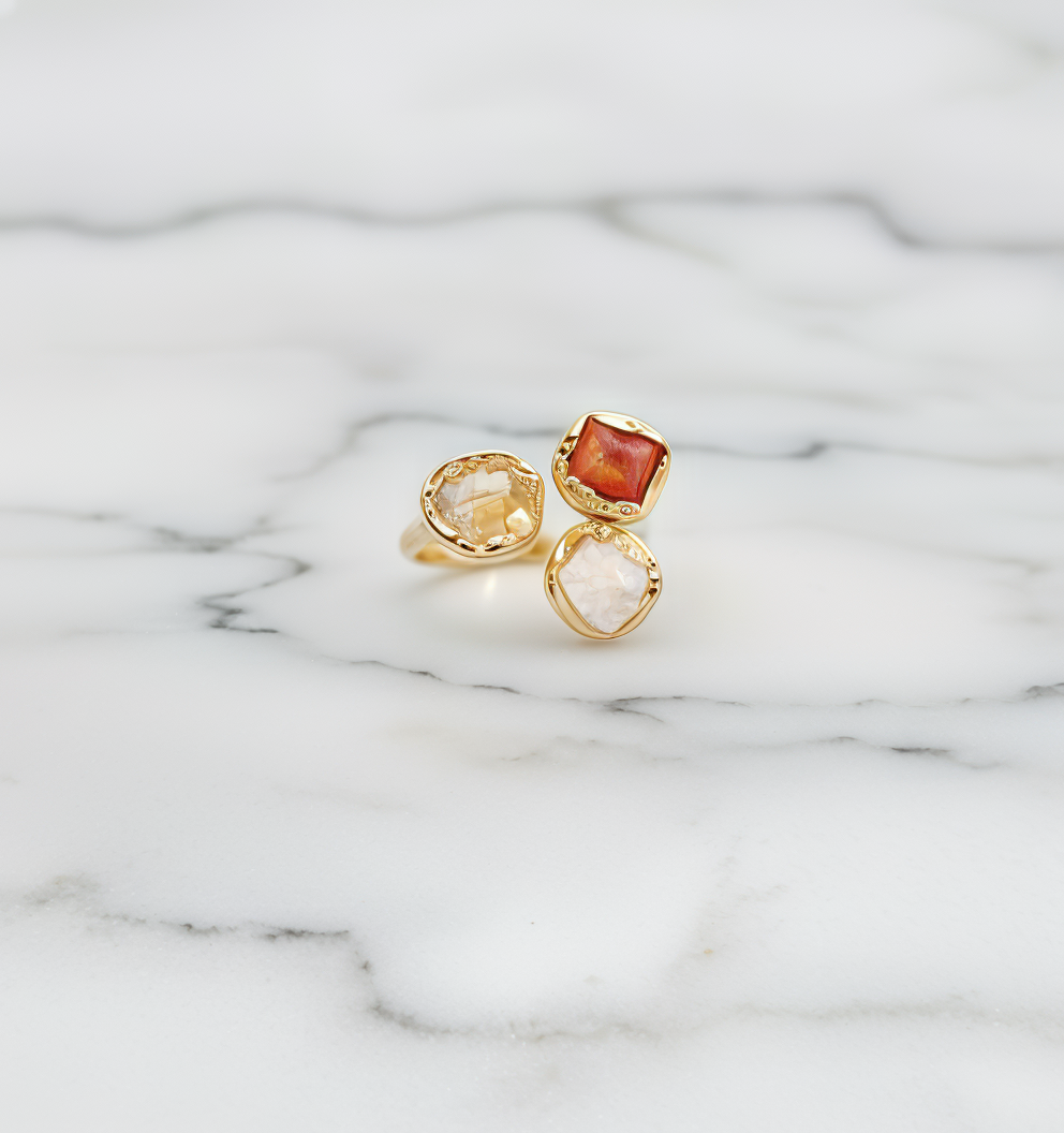 Citrine Agate Trinity Ring