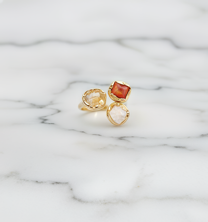 Citrine Agate Trinity Ring