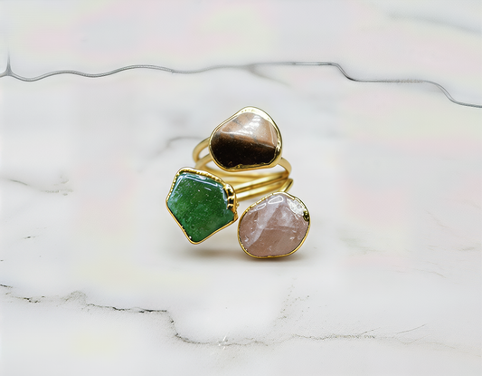 Three Raw Stone Ring
