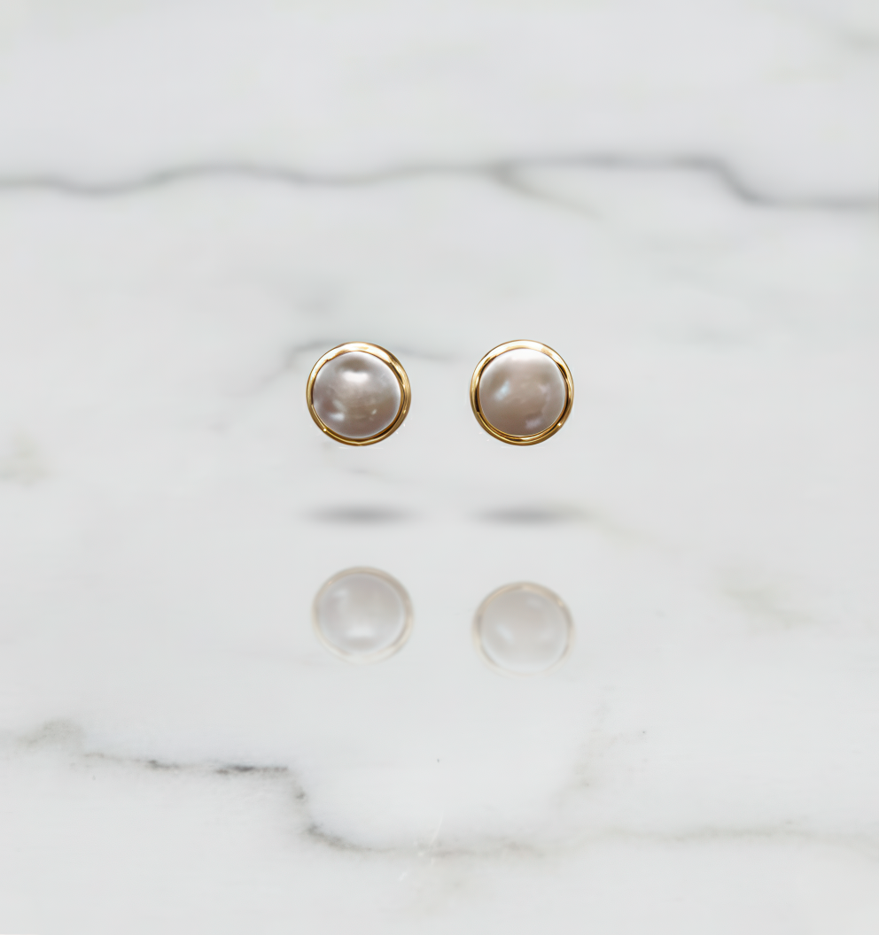 Minimalist Gold-Plated Pearl Stud Earrings