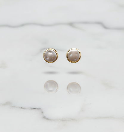 Minimalist Gold-Plated Pearl Stud Earrings