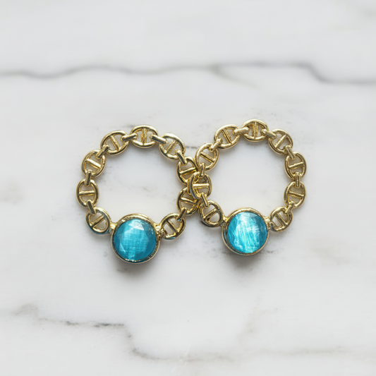 Blue Cat’s Eye Quartz Gemstone Earrings
