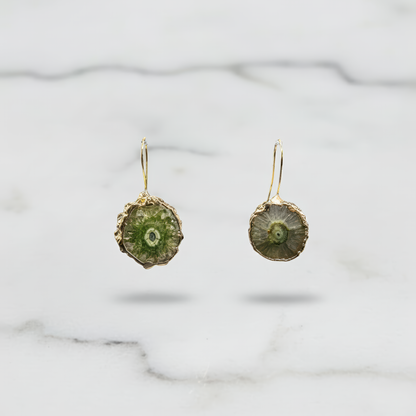 Green Agate Slice Earrings
