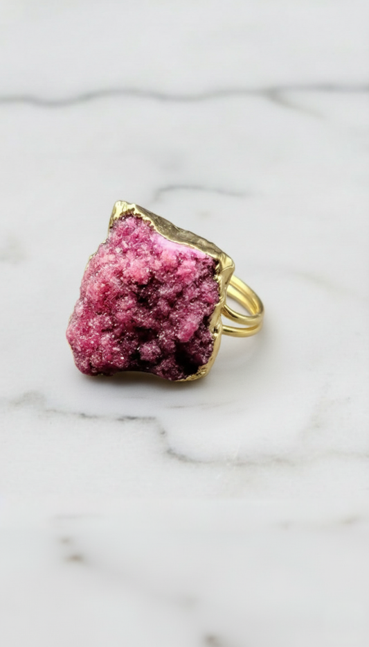 Lavender Sugar Druzy Quartz Ring