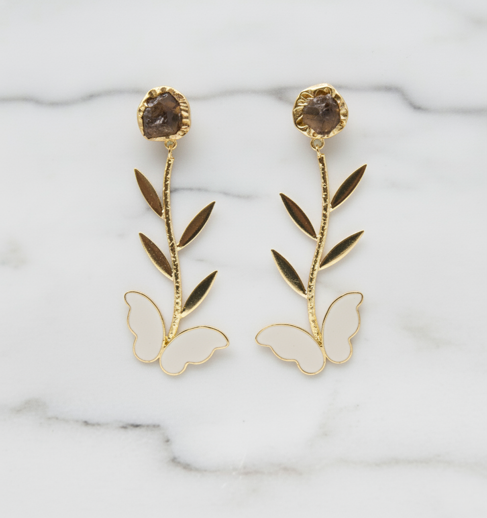 Raw Amethyst Butterfly Earrings