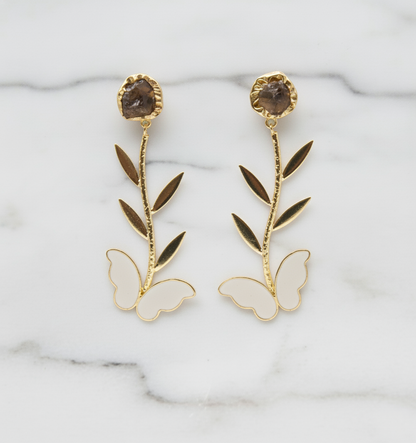 Raw Amethyst Butterfly Earrings