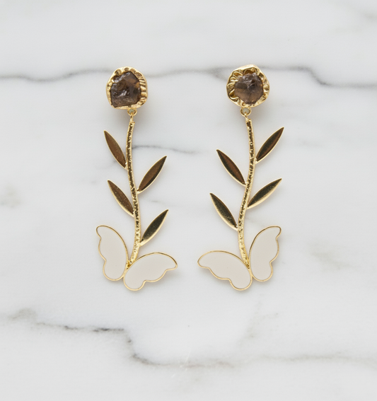 Raw Amethyst Butterfly Earrings