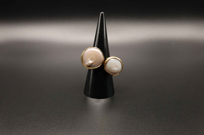 Gold Plated Double Pearl Ring