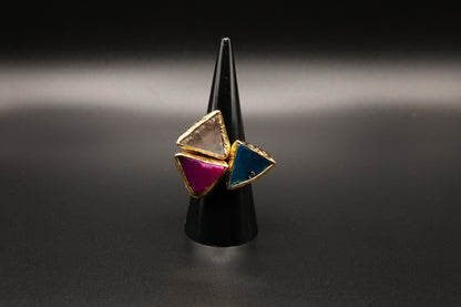 Gold Triangular Cats Eye Gemstone Ring