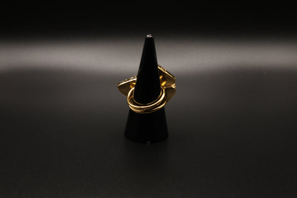 Gold Triangular Cats Eye Gemstone Ring