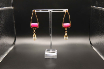 Pink Quartz and Pearl Drop Earrings