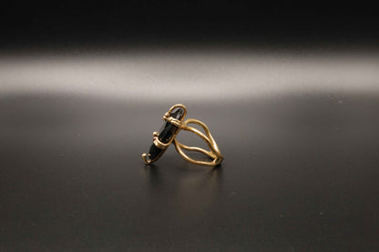 Golden Smoky Black Cat's Eye Ring