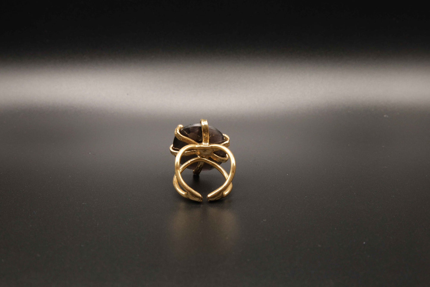 Golden Smoky Black Cat's Eye Ring