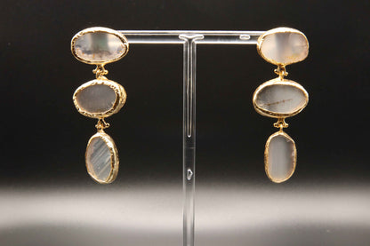 Grey Agate moonstone Dangle Earrings