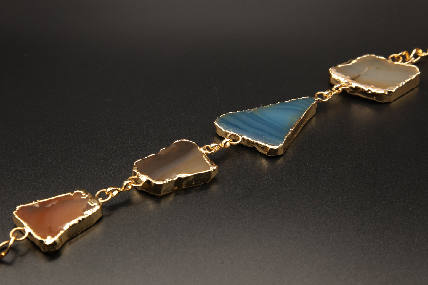 Blue and Earthy Brown Agate Slice Bracelet