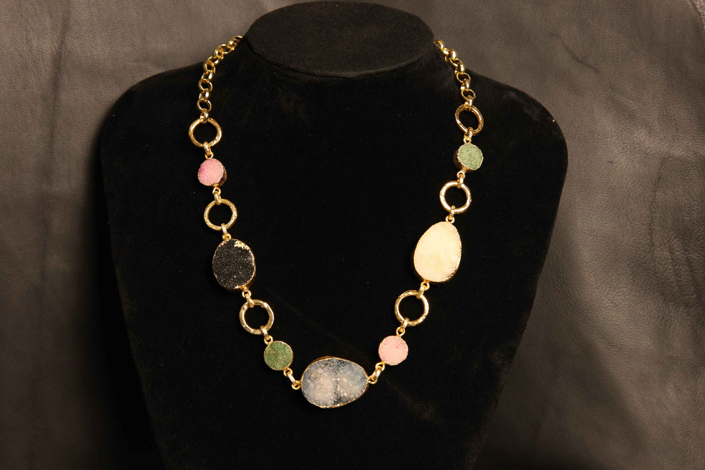 Gold-Plated Aurora Bliss Druzy Statement Necklace