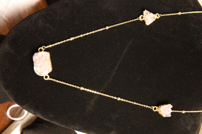 Gold-Plated Raw Amethyst Statement Necklace