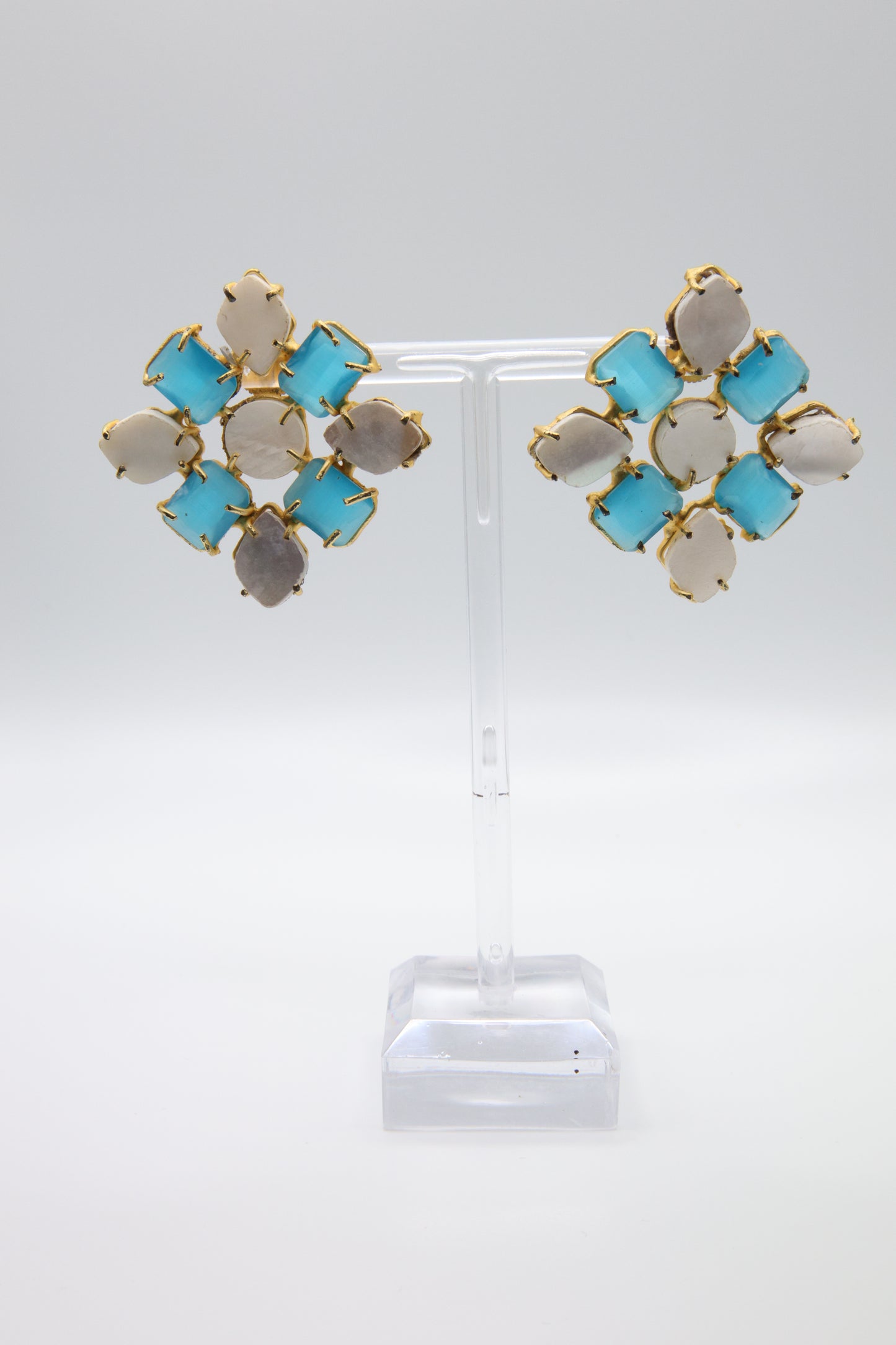 Handcrafted Blue Cat's Eye Earrings