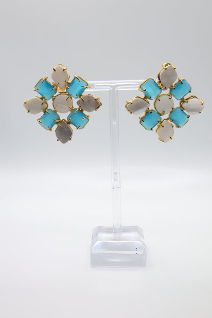 Handcrafted Blue Cat's Eye Earrings