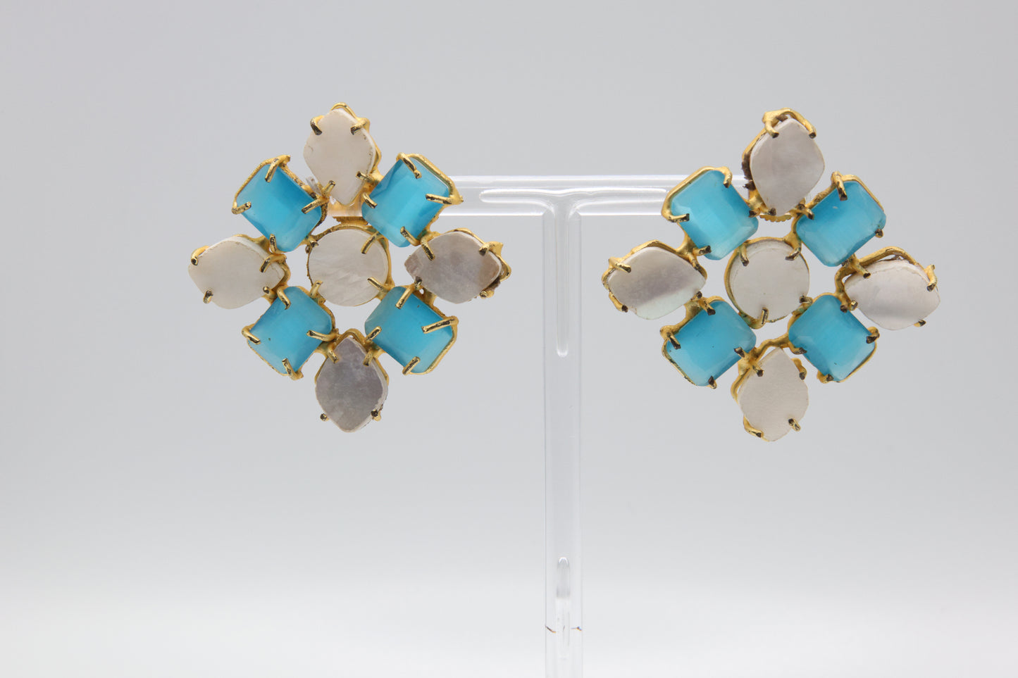 Handcrafted Blue Cat's Eye Earrings