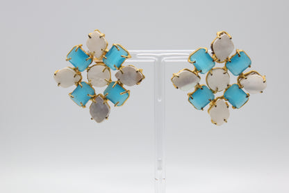 Handcrafted Blue Cat's Eye Earrings