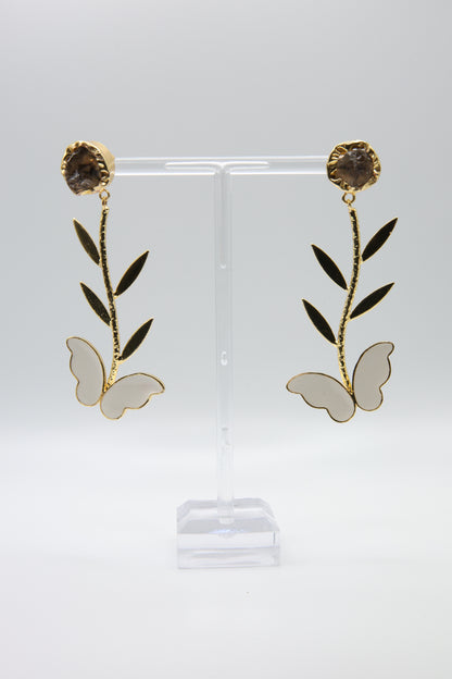 Raw Amethyst Butterfly Earrings