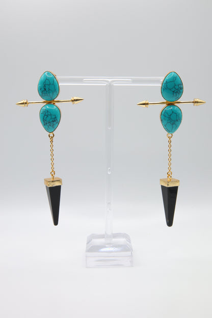 Bohemian Turquoise Lapis Lazuli Arrow Earrings