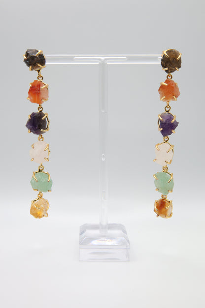 Handcrafted Multi Gemstone Raw Crystal Earrings