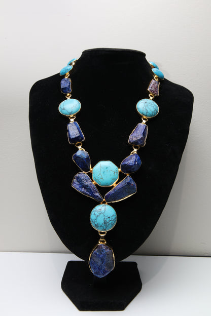 Lapis Lazuli & Turquoise Dangle Necklace