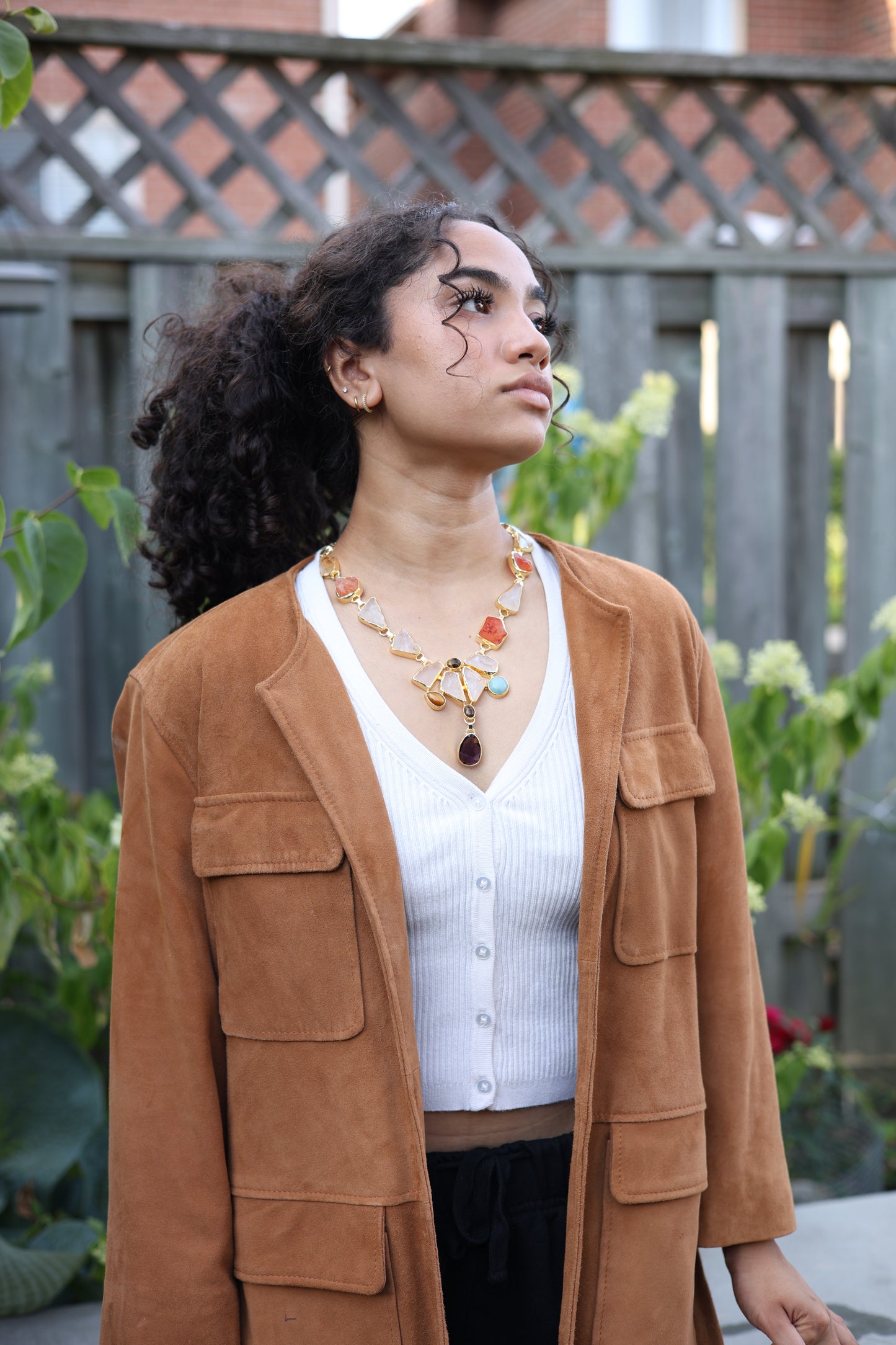 Raw Agate Multi Stone Statement Necklace