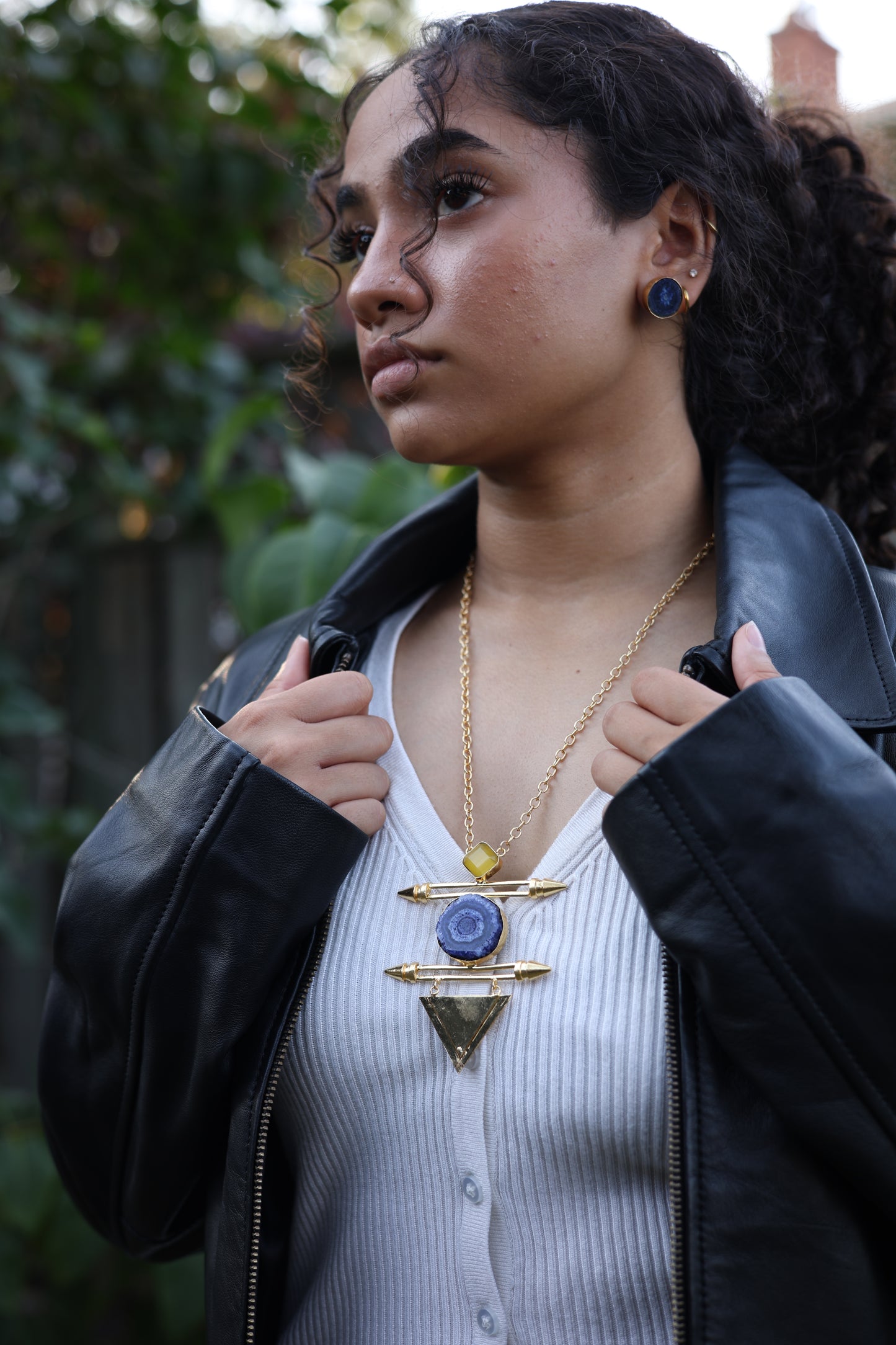 Blue Solar Quartz Statement Necklace
