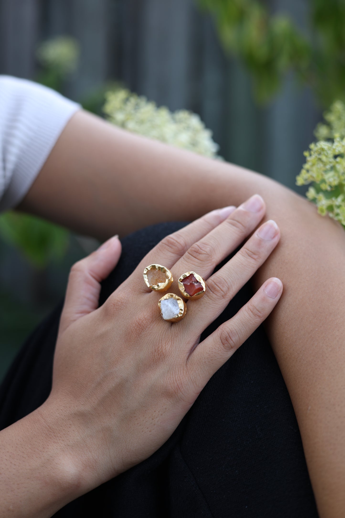 Citrine Agate Trinity Ring