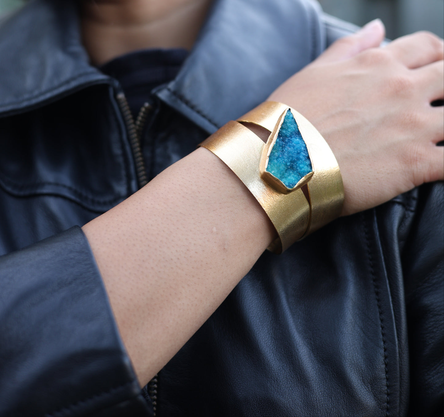 Blue Sugar Druzy Cuff Bracelet
